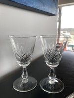 2 Polished crystal stemmed short drinks, liqueur glasses (k50)