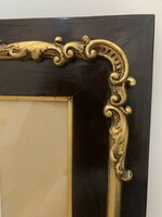 Antique gold-dark brown wood large picture frame