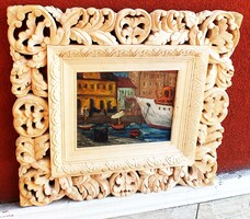 The work of an unknown painter, 20x25 oil cardboard in a Florentine frame