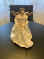 Antikolt nagyméretű 40 cm magas angyal angyalka dekoráció asztali dísz csúcsdísz