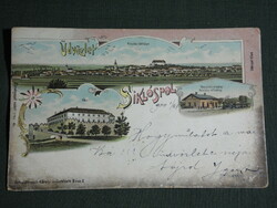 Képeslap,Postcard, Siklós, mozaik részletek,látkép,vár, Siklós-Vókány vasútállomás,litho, 1900