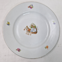 Old Zsolnay shield seal fairy tale or children's pattern porcelain plate