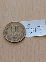 Chile 10 pesos 1992 nickel brass bernardo o'higgins s277