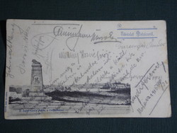 Képeslap,Postcard, Mohács, II. Lajos király szobra Csele-pataknál, 1900