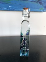 Beautiful, hand-painted glass bottle, decorative glass - (60)