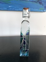 Gyönyörű, kézzel festett üvegpalack, díszüveg - (60)