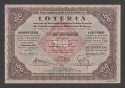 100 Lei, lottery ticket with overprint, Transylvanian bank, 1931 (ef) (stamped)
