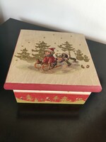 Karácsonyi mintával kedves kis fadoboz, díszdoboz ajándéknak is (60)