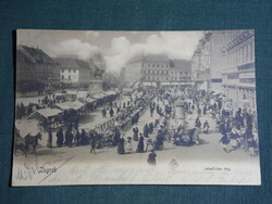 Postcard, Croatia, Zagreb, Zagreb Jelačićev trg, Jellasics square, market detail. 1910