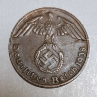 Horogkeresztes birodalmi 1 Reichspfennig 1938. D. (1504)