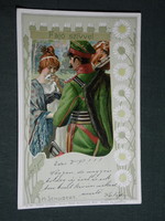 Postcard, h schubert graphics, romance, love, soldier, hussar, litho, 1900