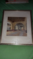 Very nice signed painting - watercolor paper under arcades 34 x 25 cm according to pictures imp publishing