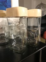 5 large glass, kitchen storage containers with plastic lids (m 172/a)