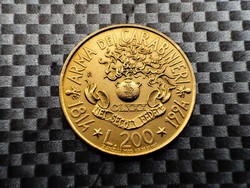 Italy 200 lira, 1994 180 years of the carabinieri (corps of carabinieri = gendarmerie)