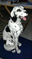 Impressive 90cm modern Italian unique porcelain ceramic statue Dalmatian dog with long hair vintage