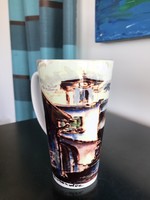 Large cappuccino mug with a painting by Sándor Meze from Szentendre 1.(60)