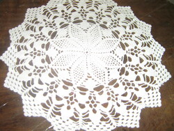 Beautiful hand crocheted round white lace tablecloth