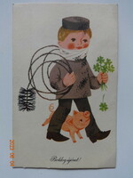 Old graphic New Year's card - Sóti skármá drawing