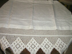 Beautiful vintage style stained glass curtain with hand crocheted edge