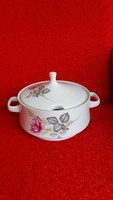 Alföldi porcelain soup bowl, rare pink, large