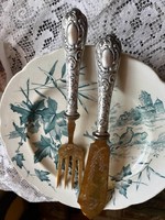 Silver cake knife and cake spatula