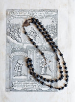 Old reader, rosary with black wooden eyes - Christian, Catholic prayer chain - incomplete