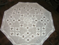 Cute white hand crocheted eight corner lace tablecloth