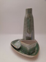 Hölóház luster glaze table set, vase, bowl, ashtray, holder, 4 pieces in one