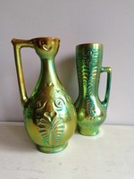 Zsolnay, eosin-glazed, eared jug and folk-glazed jug!