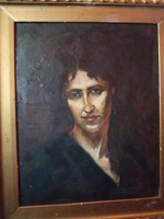 Bertalan Karlovszky painting portrait with signature