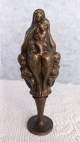 Antique bronze statue (georg wrba 1872-1939), depicting a mother with 3 children, brown patina