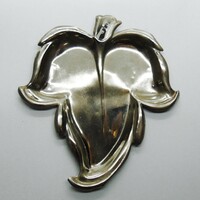 Art Nouveau marked alpaca ashtray in the shape of a leaf