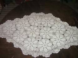 Beautiful hand-crocheted floral white lace tablecloth