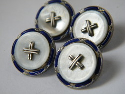 Art deco silver (800) cuff with cobalt blue fire enamel decoration
