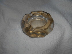 Antique multi-faceted, polished ash bowl - heavy thick glass