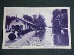 Postcard, Hévíz spa, Jóka house with canal - bath, 1920-30