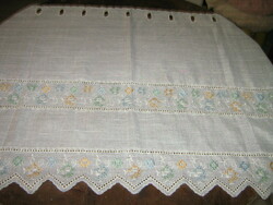 Beautiful cross style stained glass curtain embroidered in a beautiful vintage style fabric