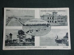 Képeslap, Postcard, Fonyód, mozaik részletek,móló,kikötő, árvaház üdülő,Pécs gyereküdülő, 1930