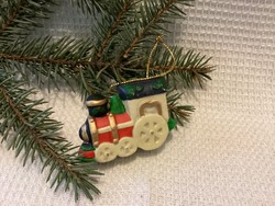 Porcelán mozdony vonat karácsonyfadísz