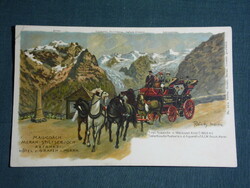 Postcard, Italy, Meran, Merano, hotel grafen, hotel carriage, tooth, litho, 1900
