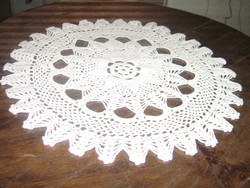Beautiful hand crocheted round white lace tablecloth