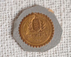 Schmidl L. cukorka és csokoládé dobozpecsét , magyar címeres cimke Győr 1937 -ig