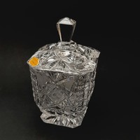 Bohemia glass Czechoslovak crystal sugar bowl with lid