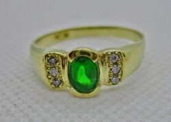 Gyönyörű régi  14kt arany gyűrű  sz. smaragd kővel nagy méret 68-as