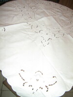 Beautiful vintage floral rosette white tablecloth