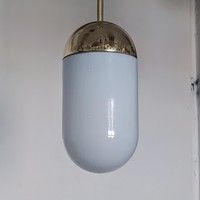 Art deco - bauhaus copper ceiling lamp renovated - milk glass shade - 