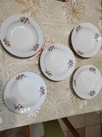 A set of small floral plates with gilded edges from Zsolna.