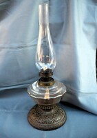 Old Art Nouveau table kerosene lamp with cast iron base