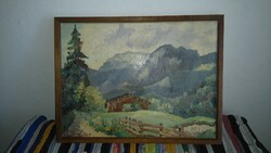 Mountain landscape, 67 p. For sale with Pilar sign, oil, canvas, frame!