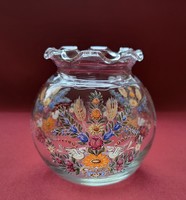 Régi kézzel festett üveg váza